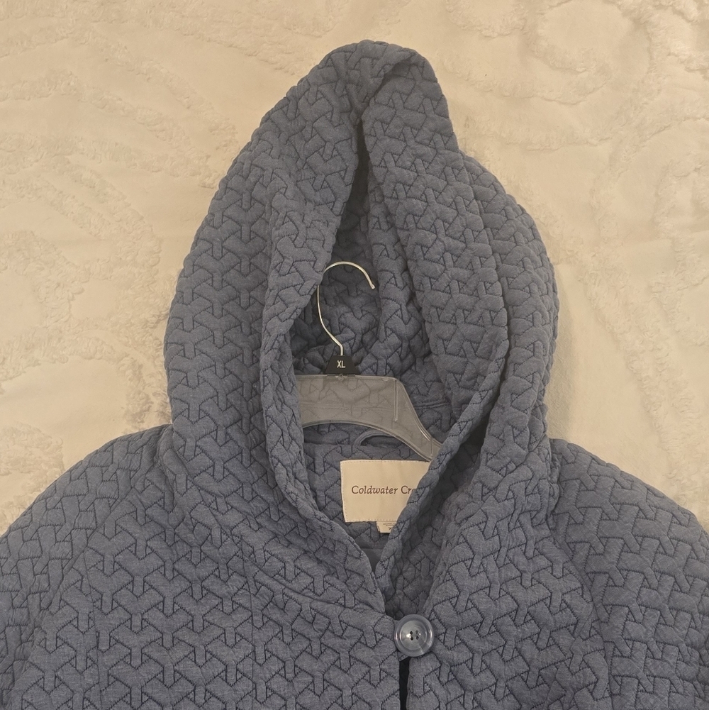 Coldwater Creek Blue Coat w/Shawl Collar/Hood, Front Pockets, Size XL, (1202) - Picture 5 of 6